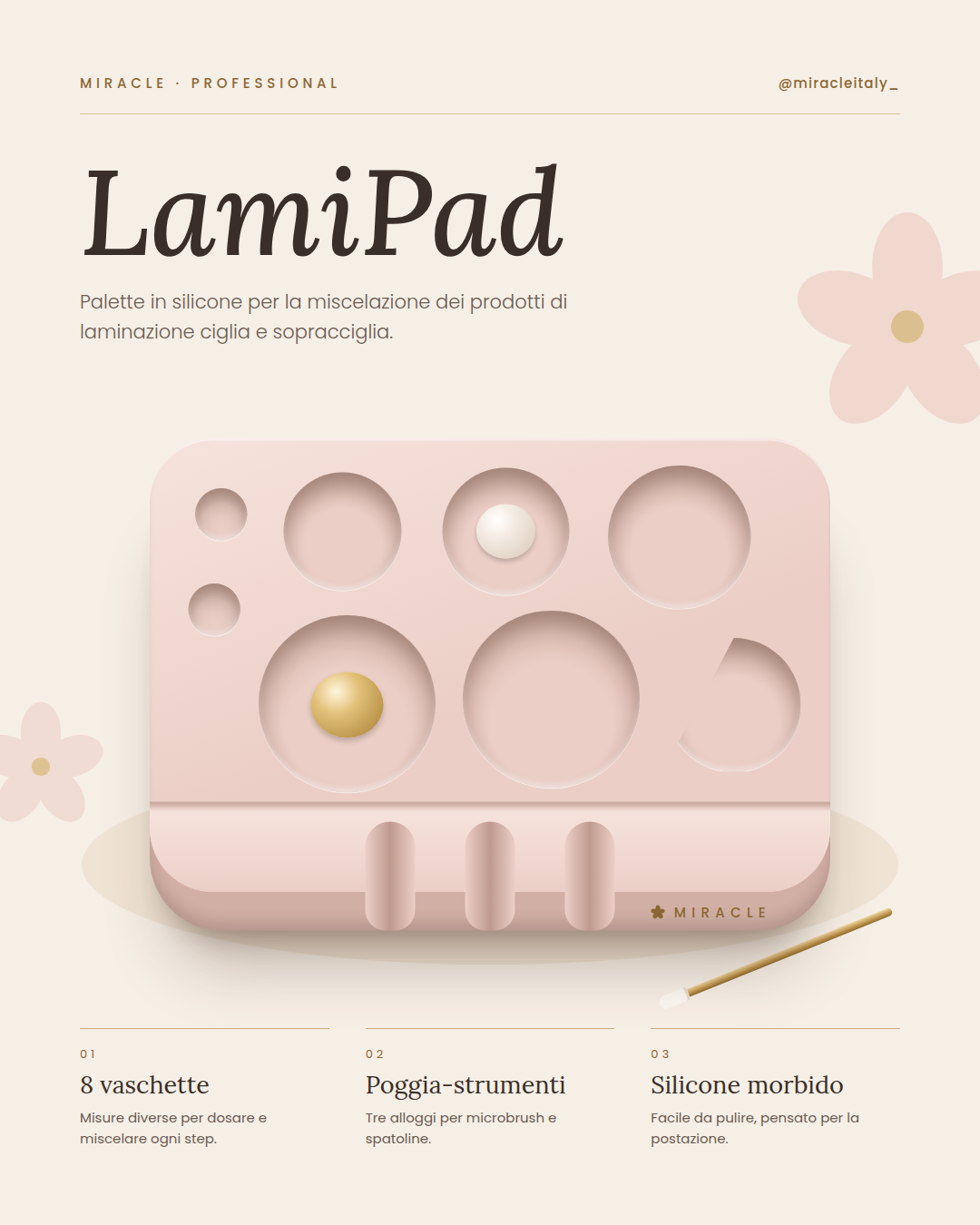 LamiPad Miracle – Palette in silicone per laminazione ciglia e sopracciglia